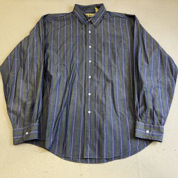 LL Bean Button Down Shirt Mens XL Plaid Blue Casual Workwear Normcore Gorpcore - Picture 1 of 7